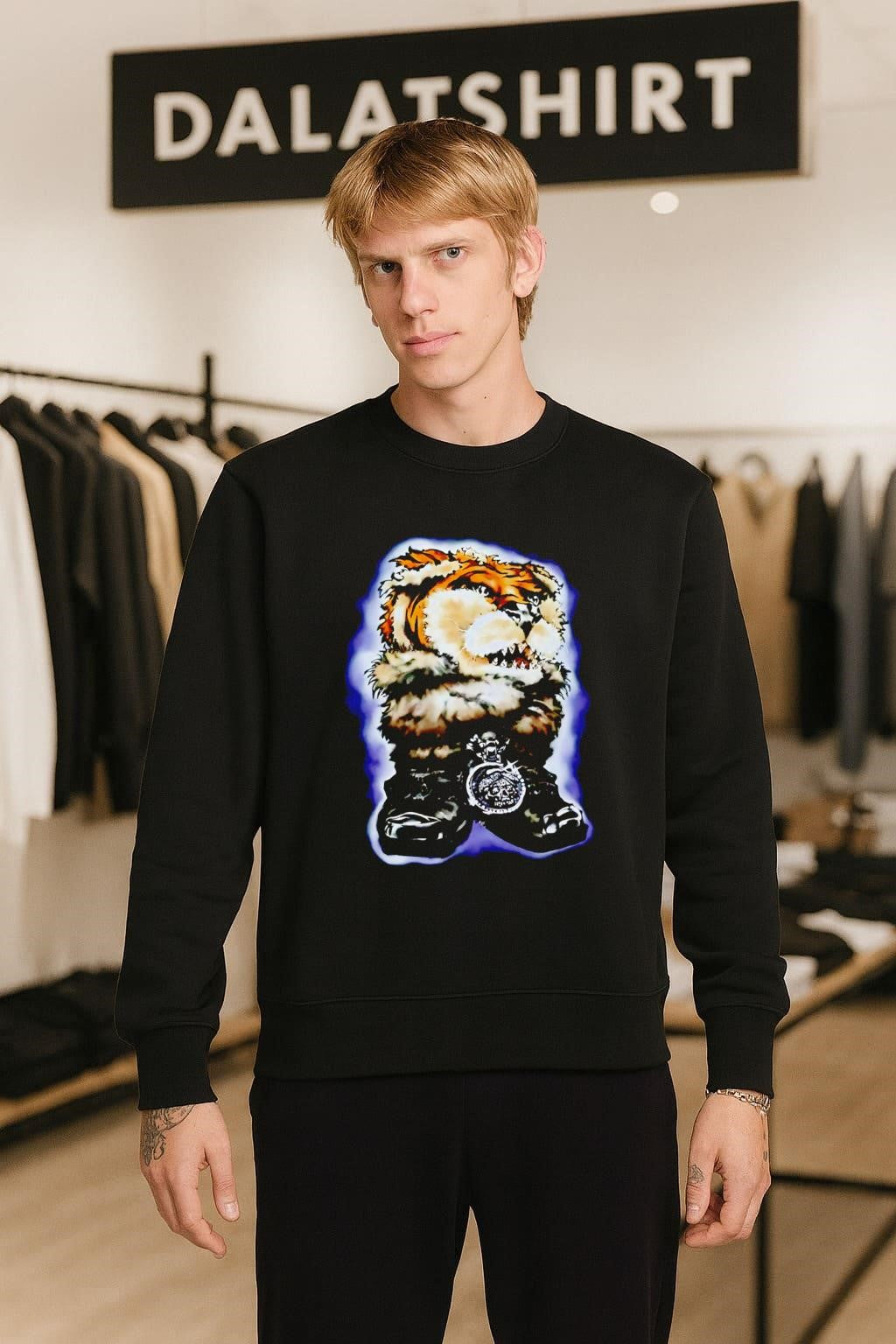 Tiger Head Furry Animal Face With Skull shirt