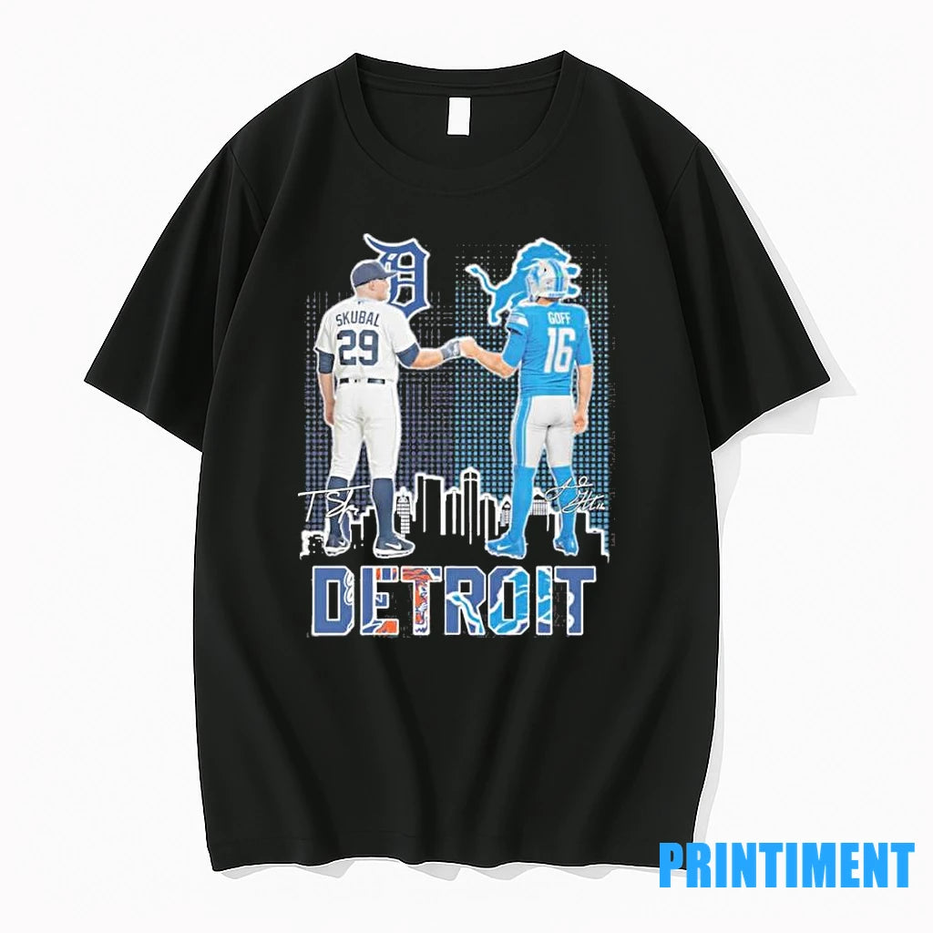 Tigers Tarik Skubal And Lions Jared Goff Detroit Tshirts Sweater