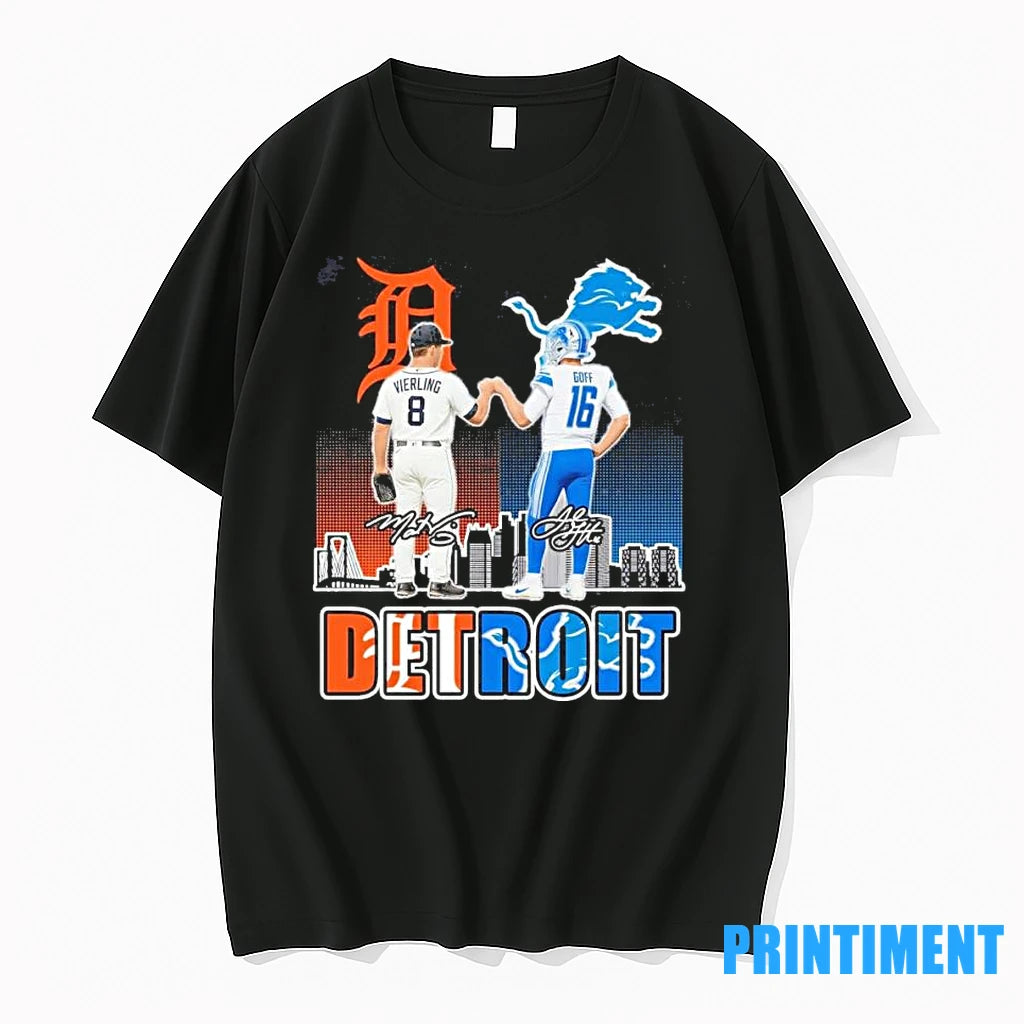 Tigers Vierling And Lions Jared Goff Detroit Tshirts Sweater