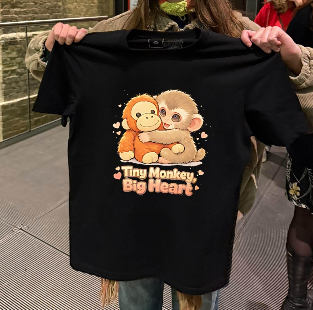 Tiny Monkey Big Heart brown monkey hugging monkey shirt