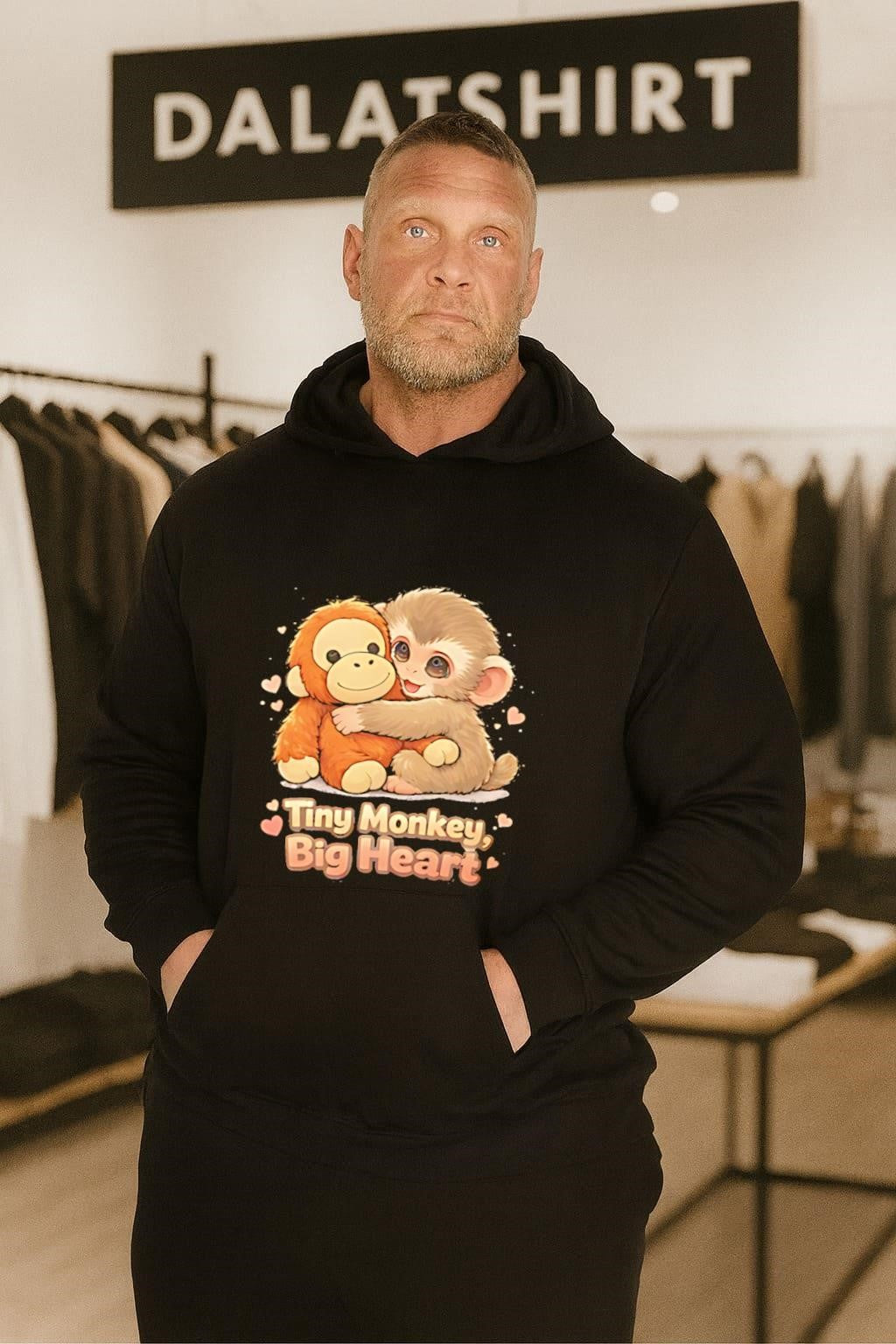 Tiny Monkey Big Heart brown monkey hugging monkey shirt