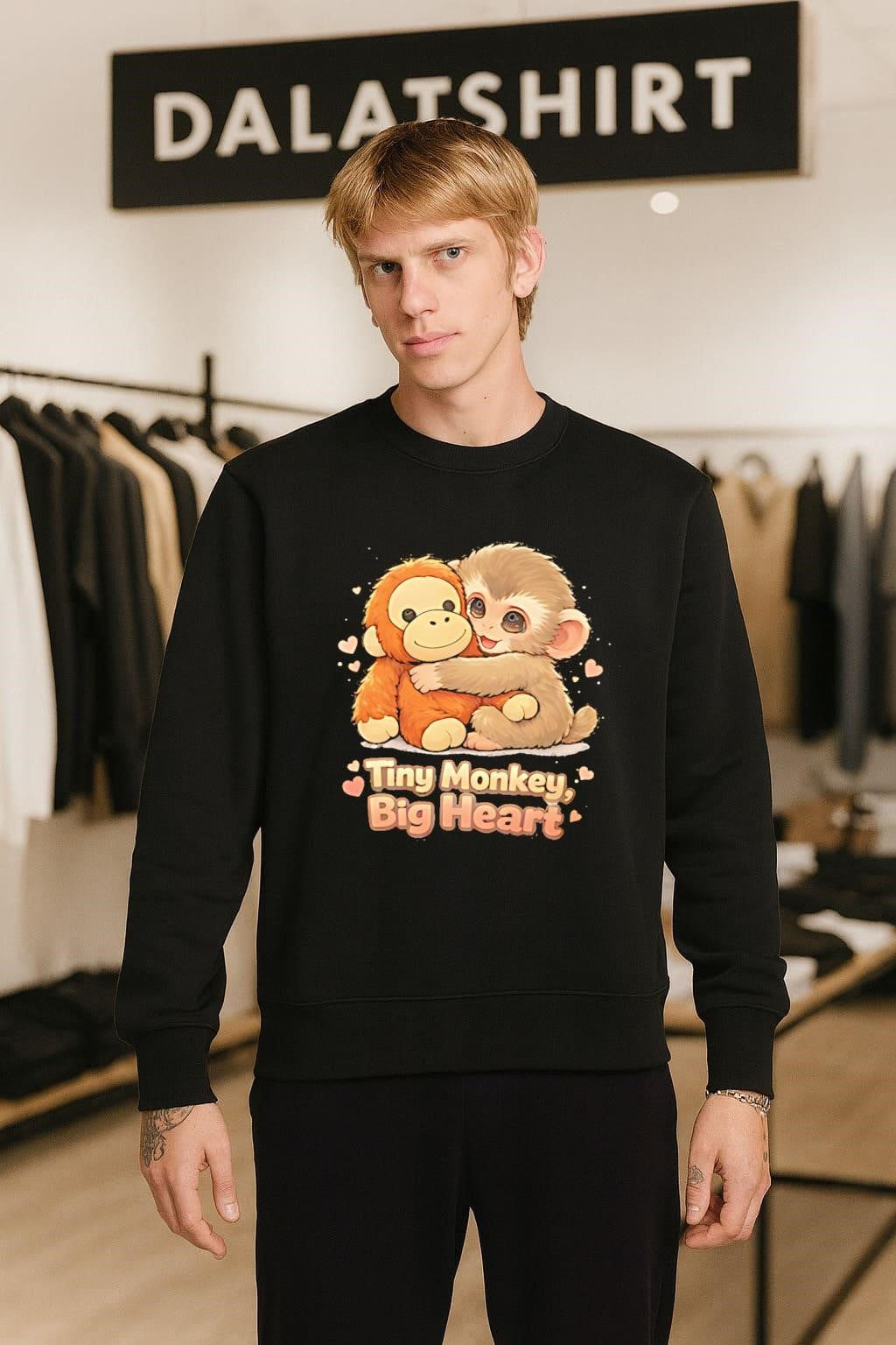 Tiny Monkey Big Heart brown monkey hugging monkey shirt
