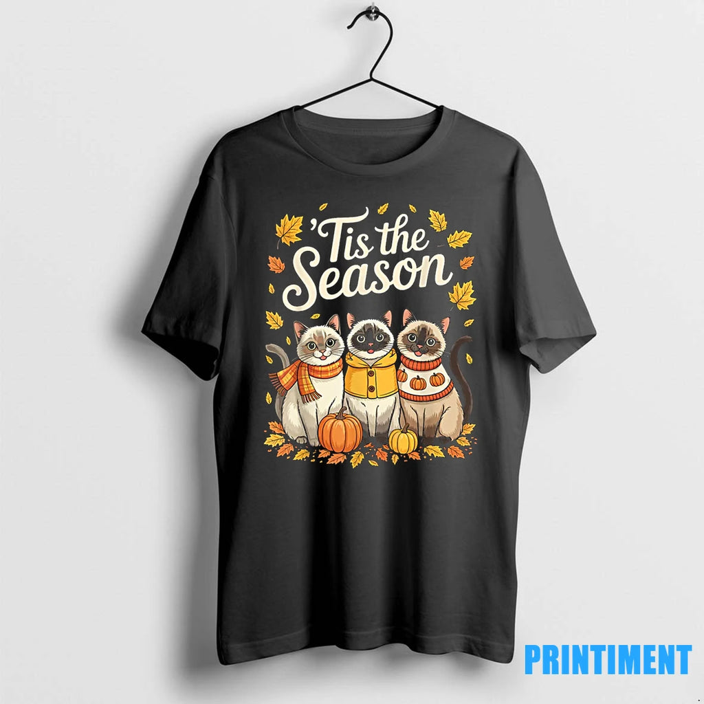 Tis The Season Siamese Cat Fall Autumn Pumpkin Tshirts Sweater