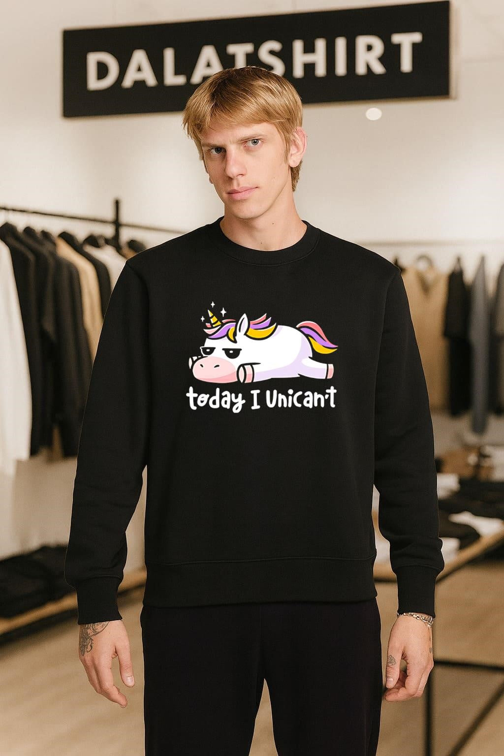 Today I Unicant Lazy Unicorn with Rainbow Hair shirt