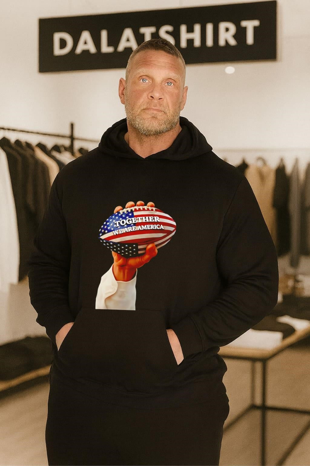 Together We Are America Hand Holding American Flag Football Graphic shirt