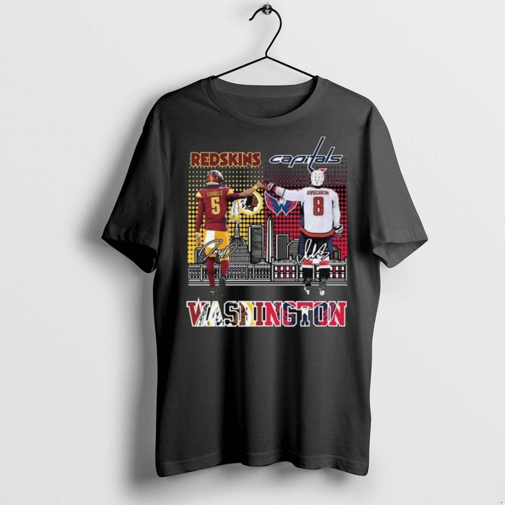 Top Premium Washington Redskins And Capitals City Of Champions Signatures Long Sleve T Shirts
