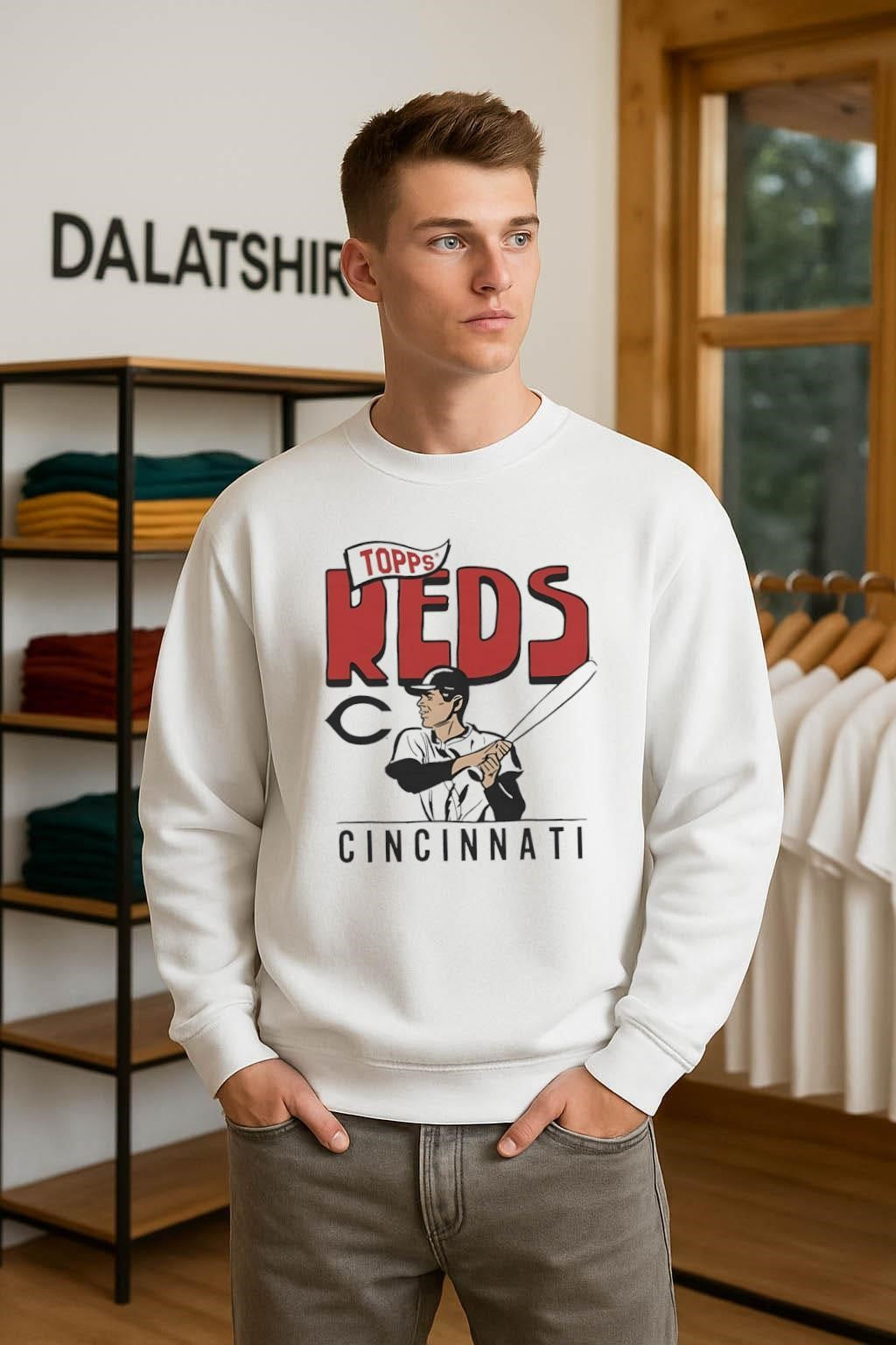 Topps Reds Cincinnati Batter Wishbone C Logo Graphic shirt