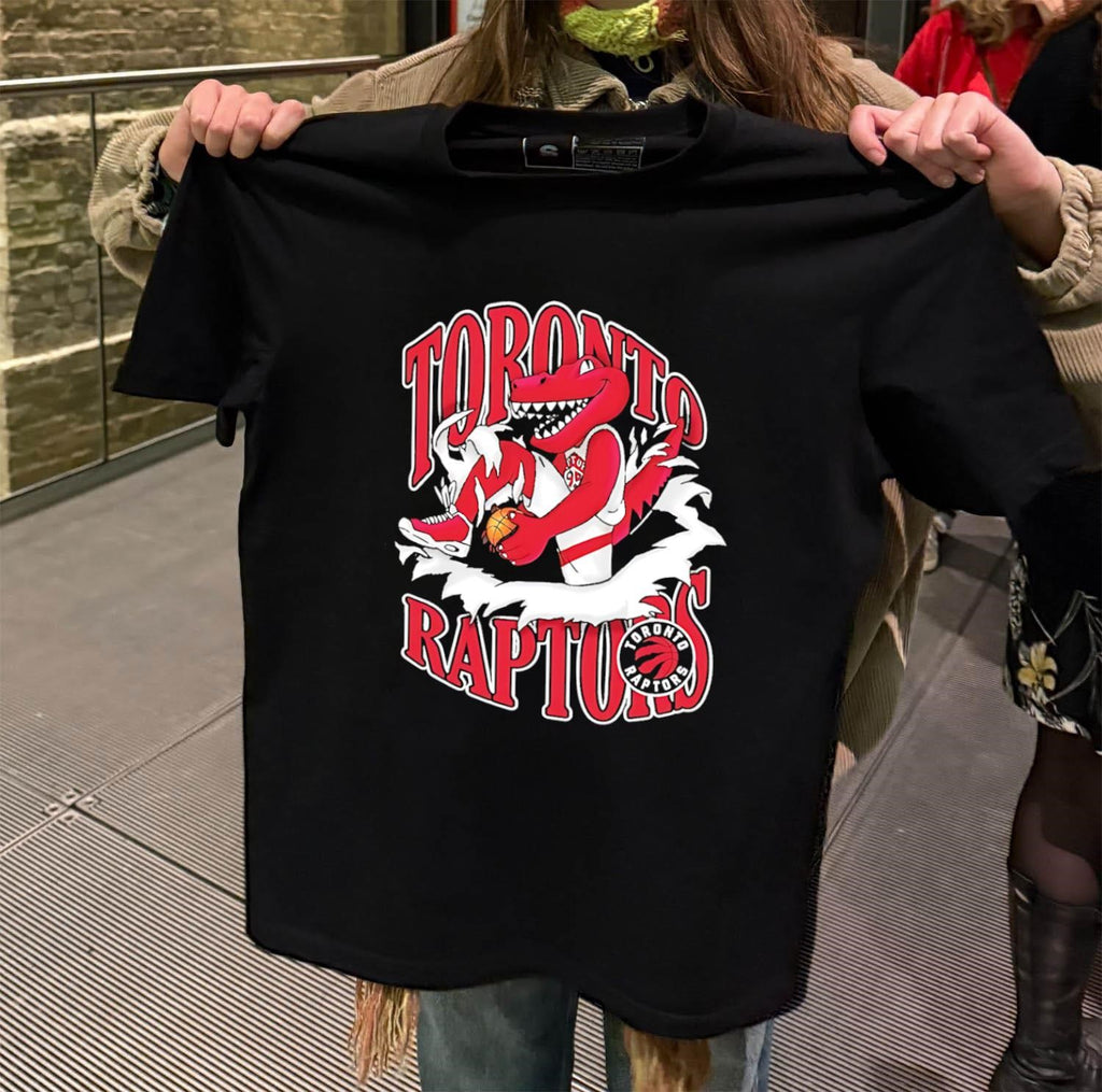 Toronto Raptors Red Dinosaur Mascot Ripping Through Logo shirt