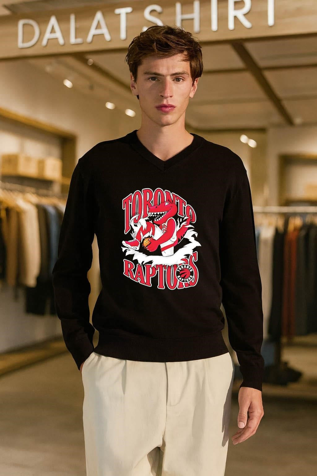 Toronto Raptors Red Dinosaur Mascot Ripping Through Logo shirt