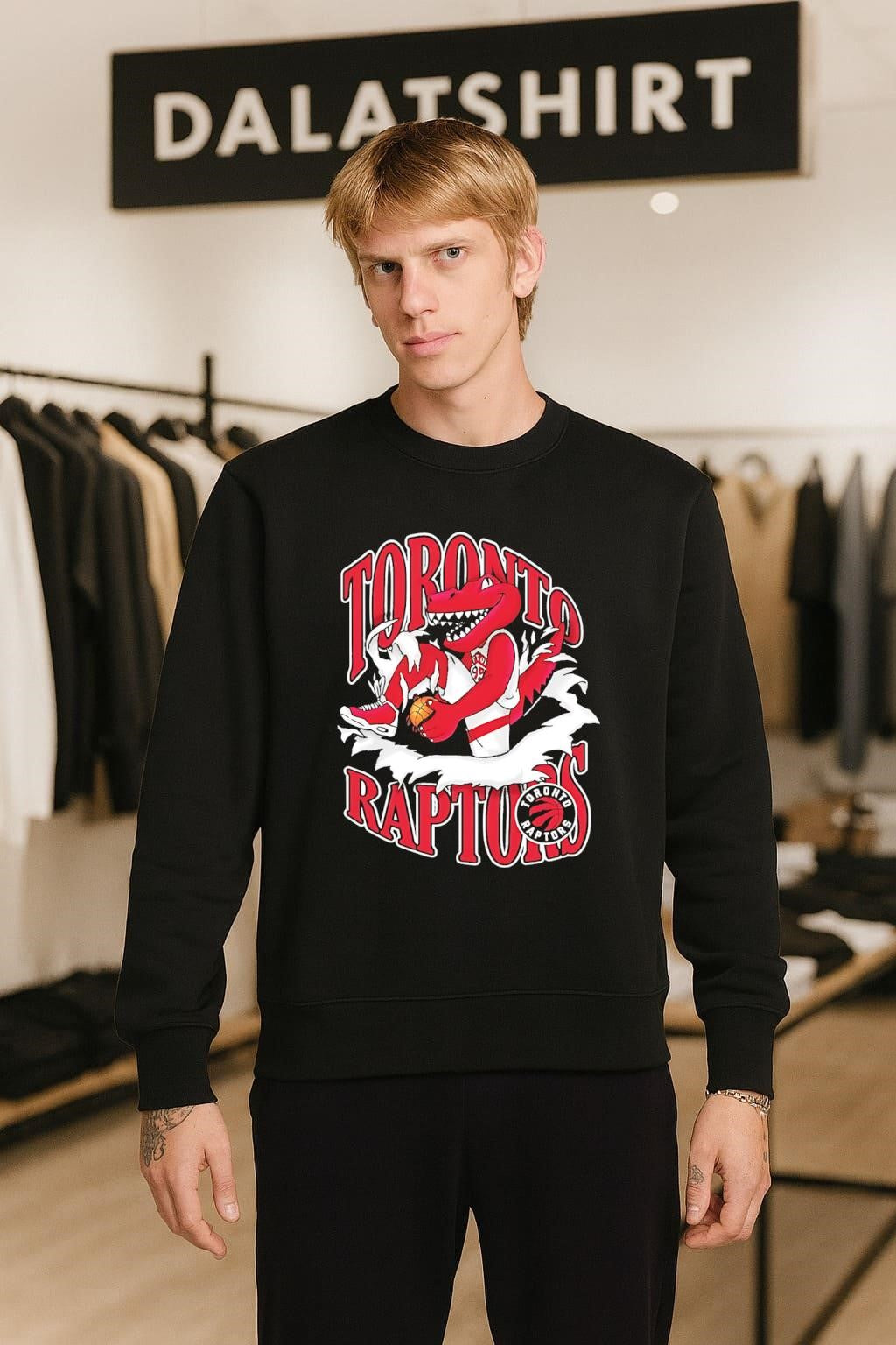 Toronto Raptors Red Dinosaur Mascot Ripping Through Logo shirt