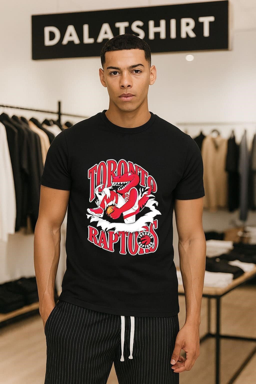 Toronto Raptors Red Dinosaur Mascot Ripping Through Logo shirt