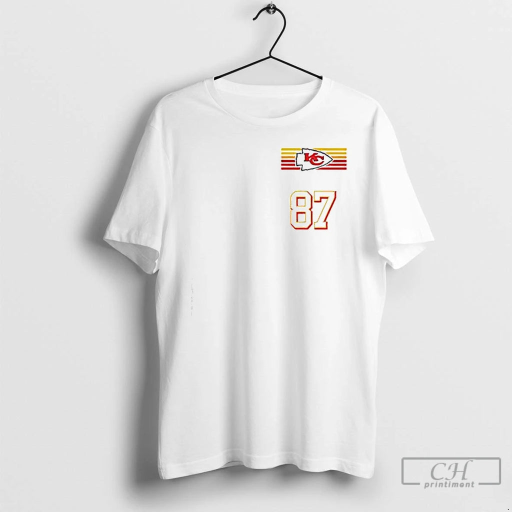 Travis Kelce Pregame 87 Chiefs Logo T Shirts