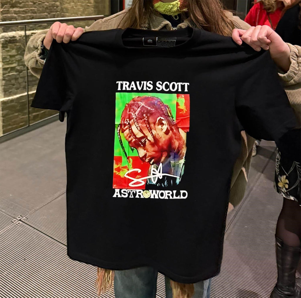 Travis Scott Astroworld Portrait Signature Graphic Design shirt