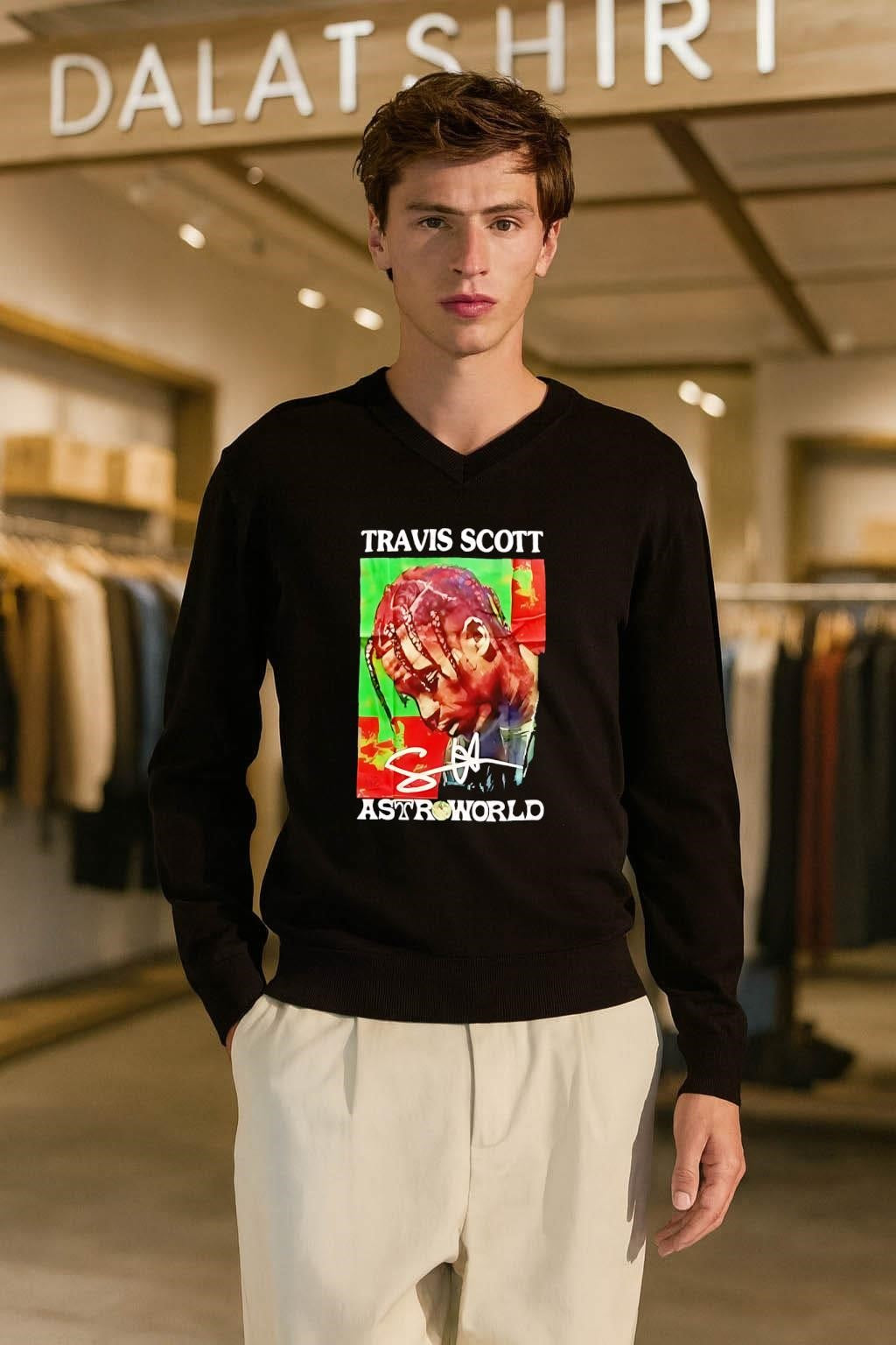 Travis Scott Astroworld Portrait Signature Graphic Design shirt