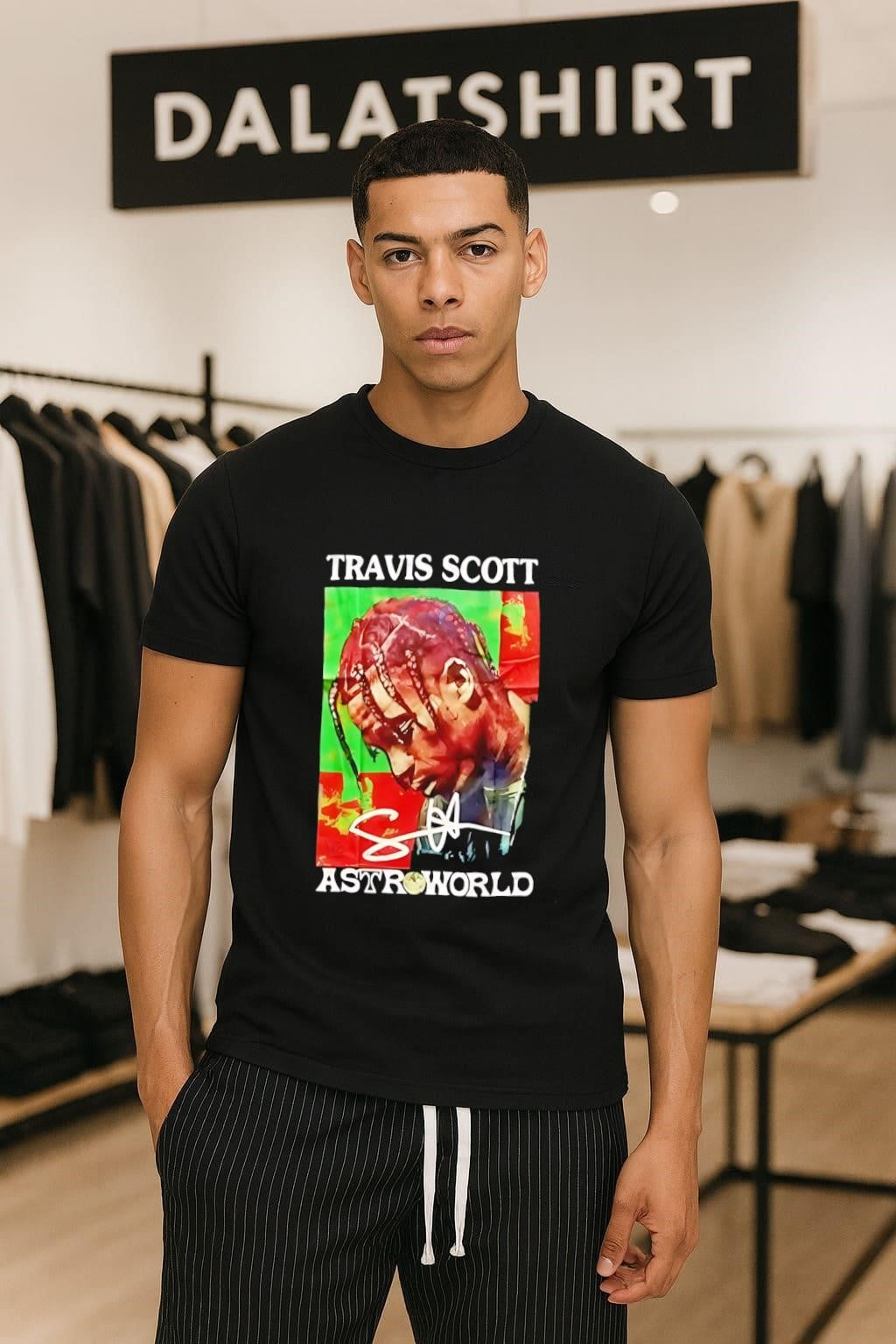 Travis Scott Astroworld Portrait Signature Graphic Design shirt