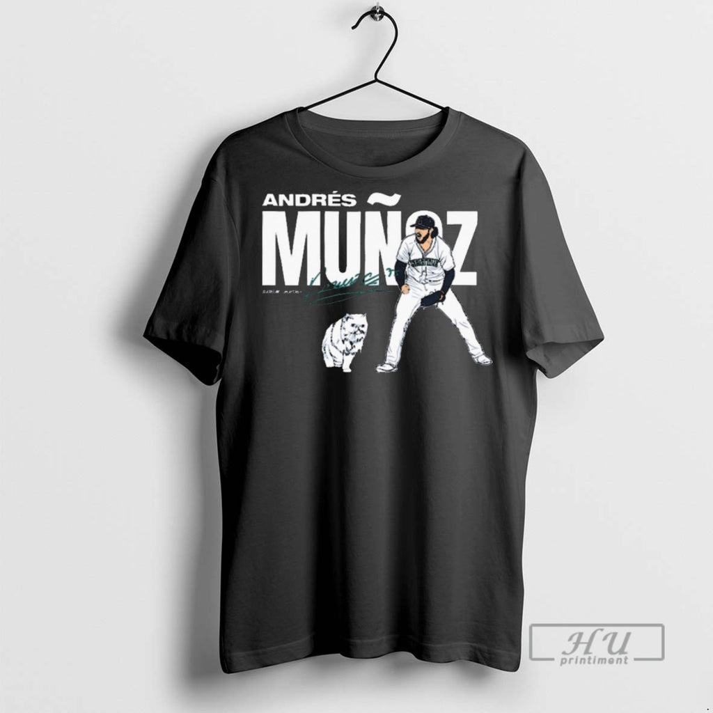 Trending Andres Munoz Seattle Mariners Mlb Slash Line Signature Painting Graphic Tee Shirts Sweatshirt Hoodies
