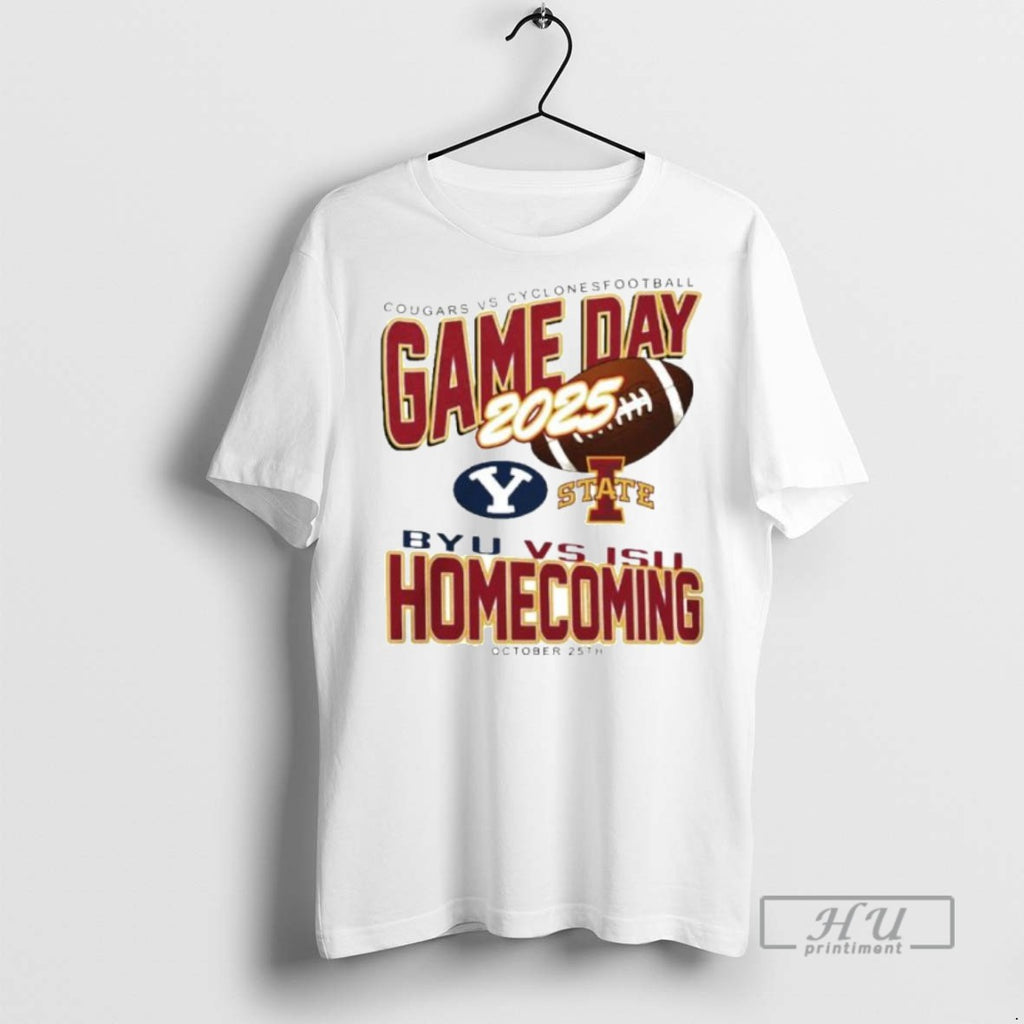 Trending Byu Cougars Vs Iowa State Cyclones 2025 Homecoming Gameday Ornaments Graphic Tee Shirts
