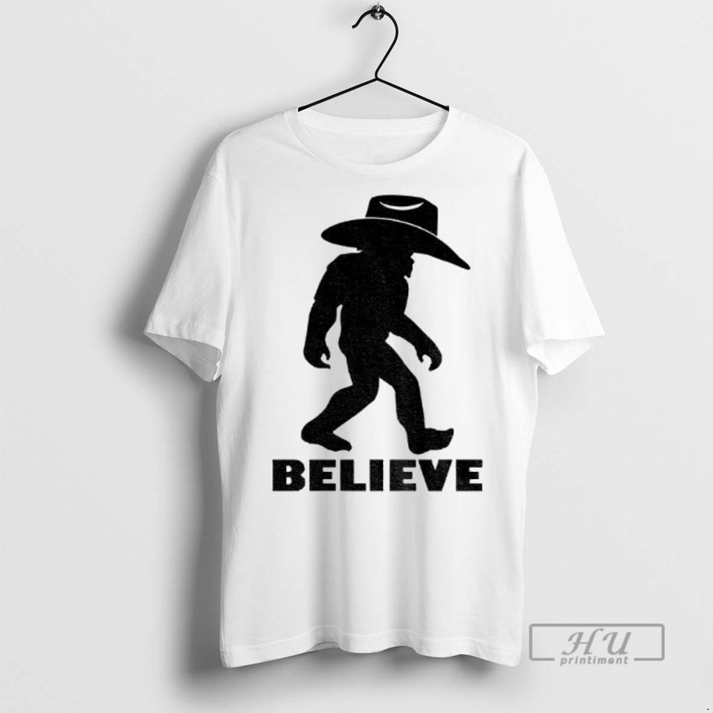 Trending Believe Bigfoot Cowboy Graphic Tee Shirt Sweatshirt Hoodies