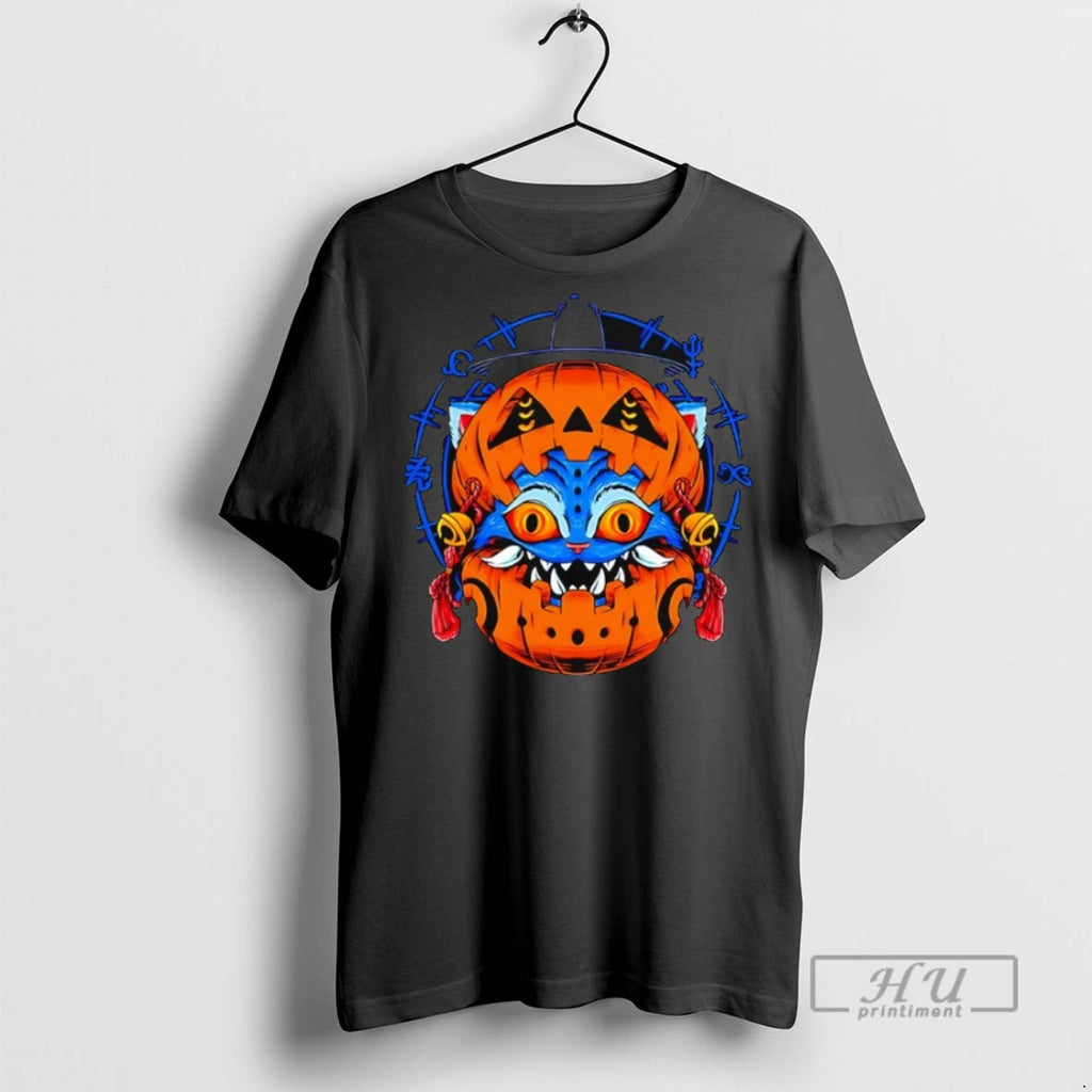 Trending Blue Tiger Derpy Inside Pumpkin Halloween T Shirt