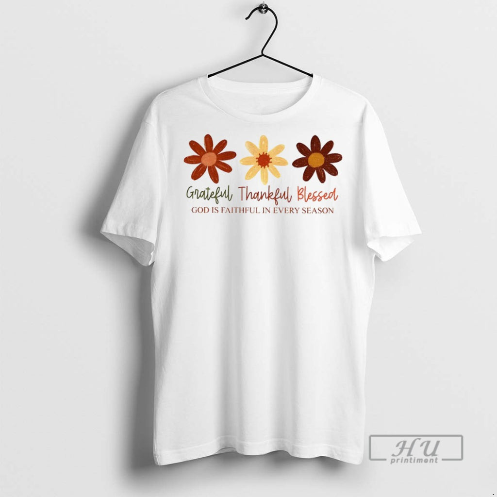 Trending Boho Fall Floral Christian Grateful Thankful Blessed God Is Faithful In Every Season Graphic
