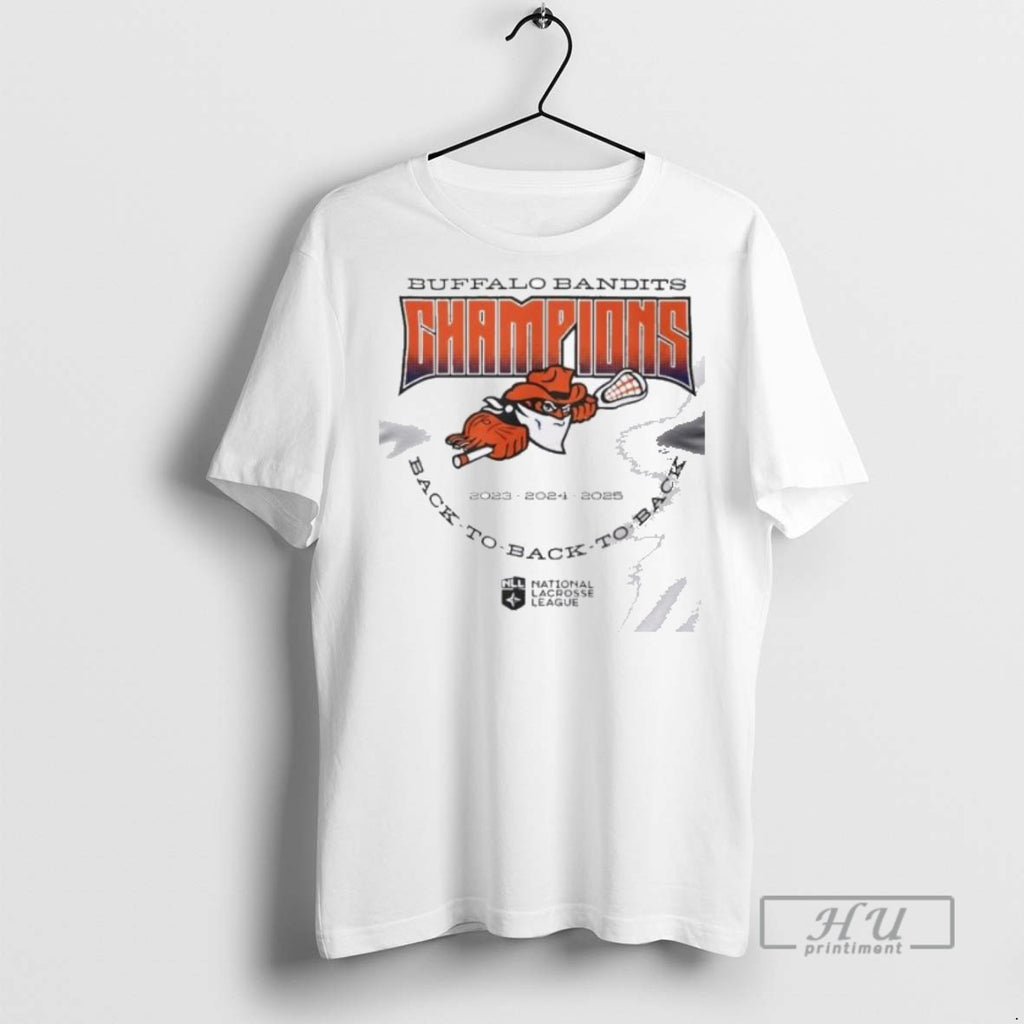 Trending Buffalo Bandits Back To Back To Back Nll Champions 2025 T Men Graphic Tee