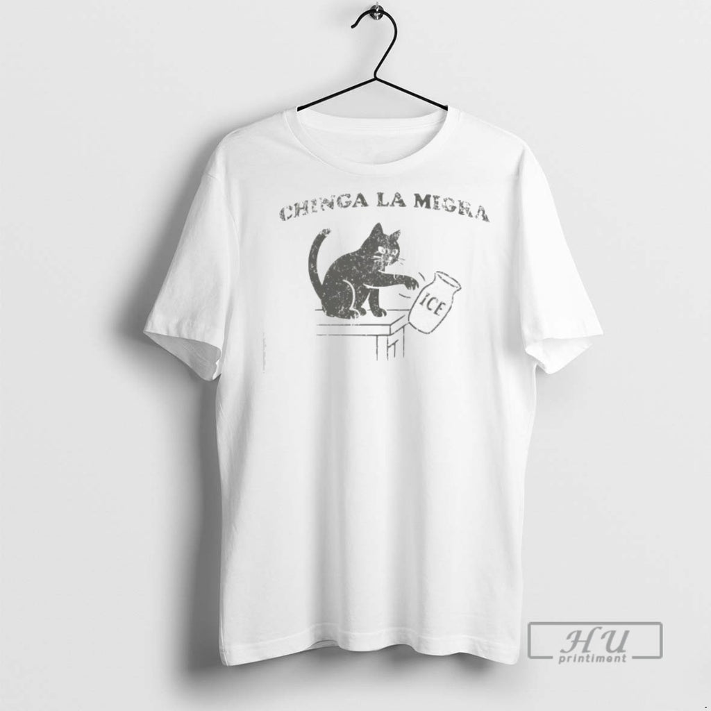 Trending Chinga La Migra Ice Black Cat Graphic Tee Shirt Sweatshirt Hoodies