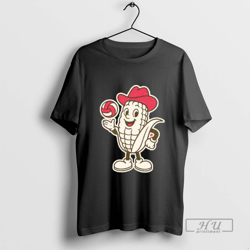 Trending Corny Volleyball Corn Mascot Blackshirt T Shirts