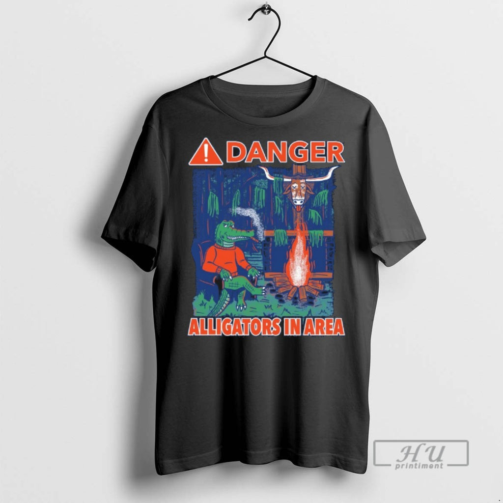 Trending Danger Alligators In Area Florida Gators Defeats Texas Longhorns Painting Graphic Tee Shirts