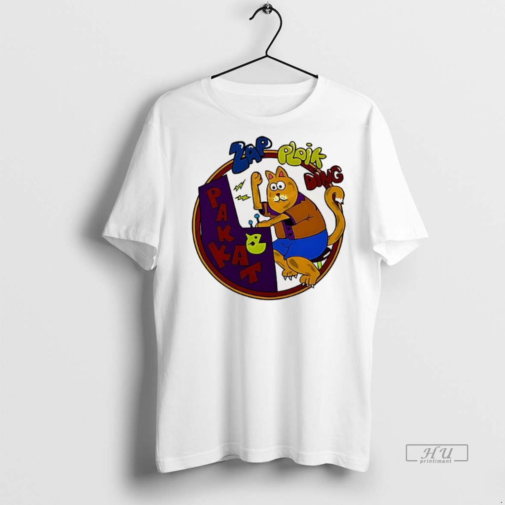 Trending Dustin Zap Ploik Ding Pakkat Cat Playing Arcade Game Tee Shirt Sweater