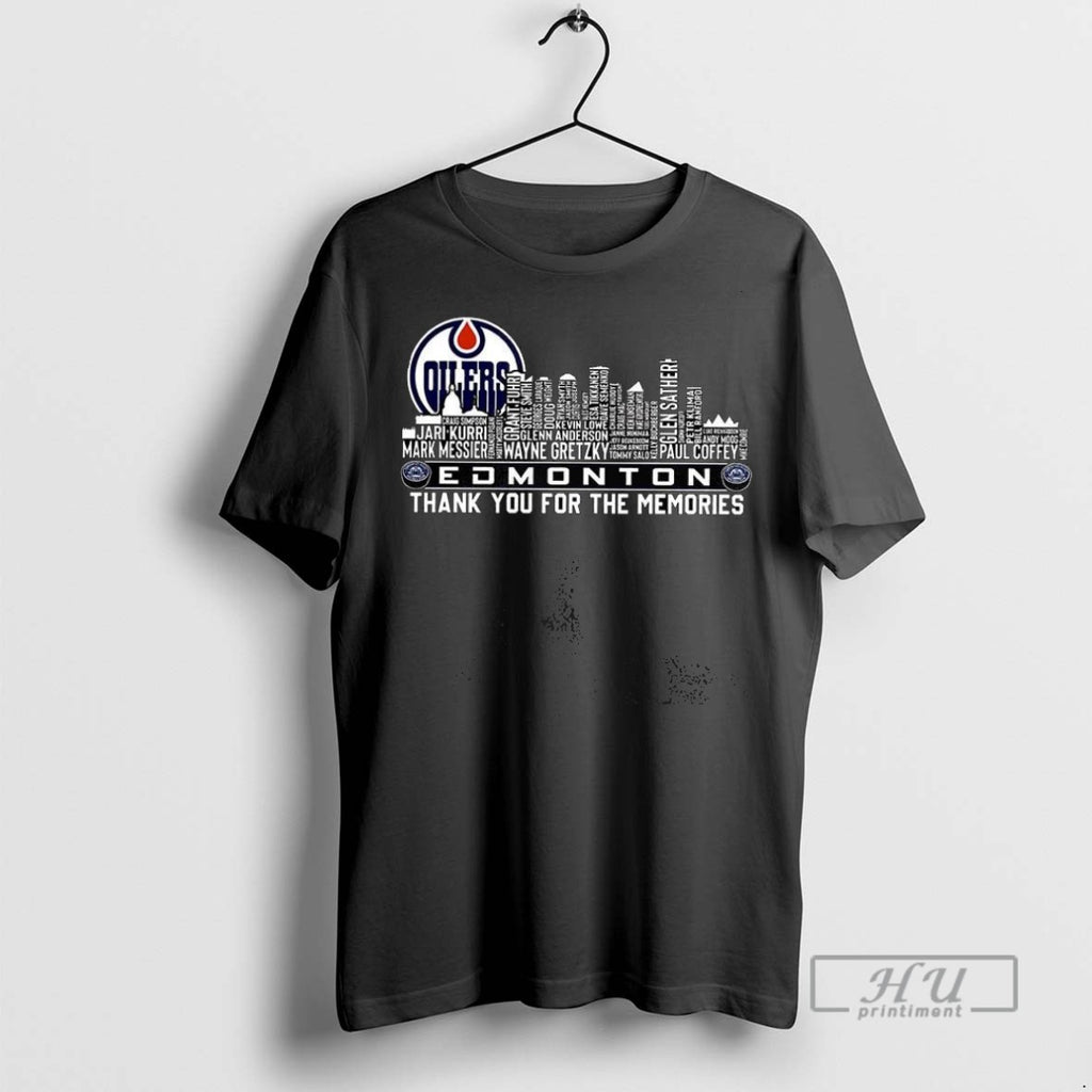 Trending Edmonton Oilers Hockey Skyline Players Name Thank You For The Memories T Shirt