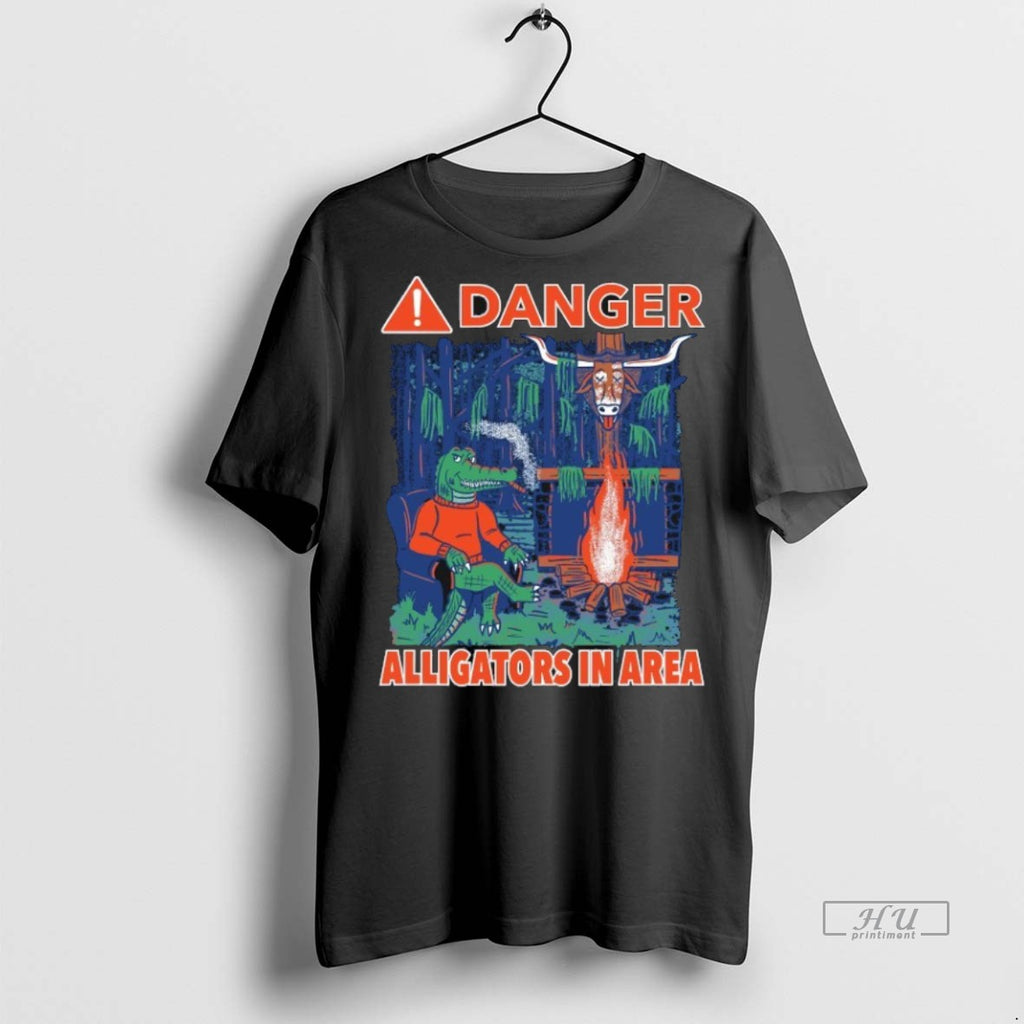 Trending Florida Gators Vs Texas Longhorns Danger Alligators In Area Mascot Tee Shirt Sweater