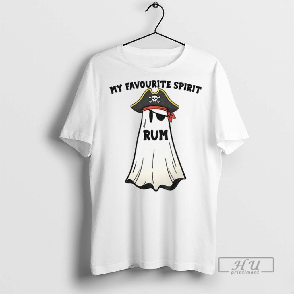 Trending Ghost Pirate Hat My Favourite Spirit Rum Halloween Graphic Tee Shirt Sweatshirt Hoodies