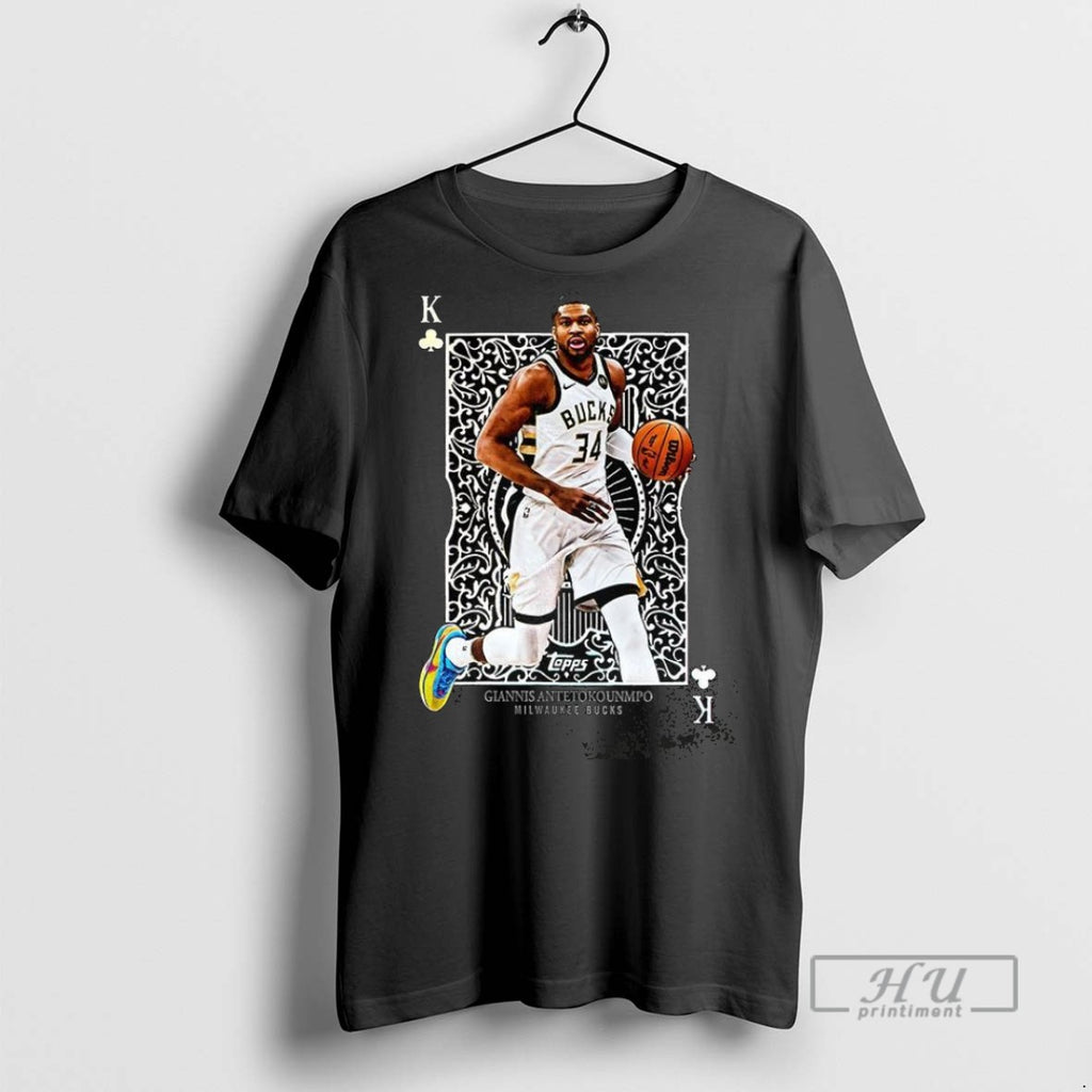 Trending Giannis Antetokounmpo Milwaukee Bucks Nba The King Clubs Card T Shirt