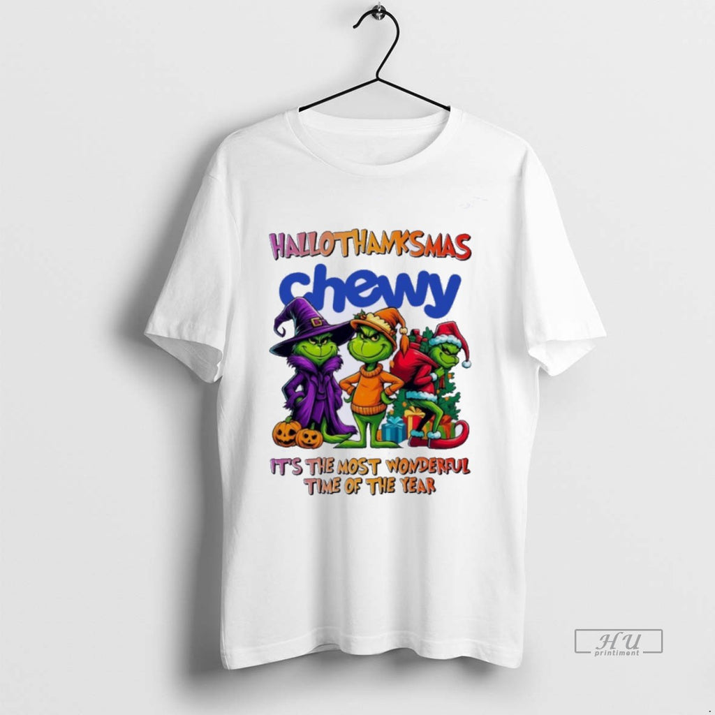 Trending Grinch X Chewy Hallothanksmas Its The Most Wonderful Time Of The Year Shirt Sweater