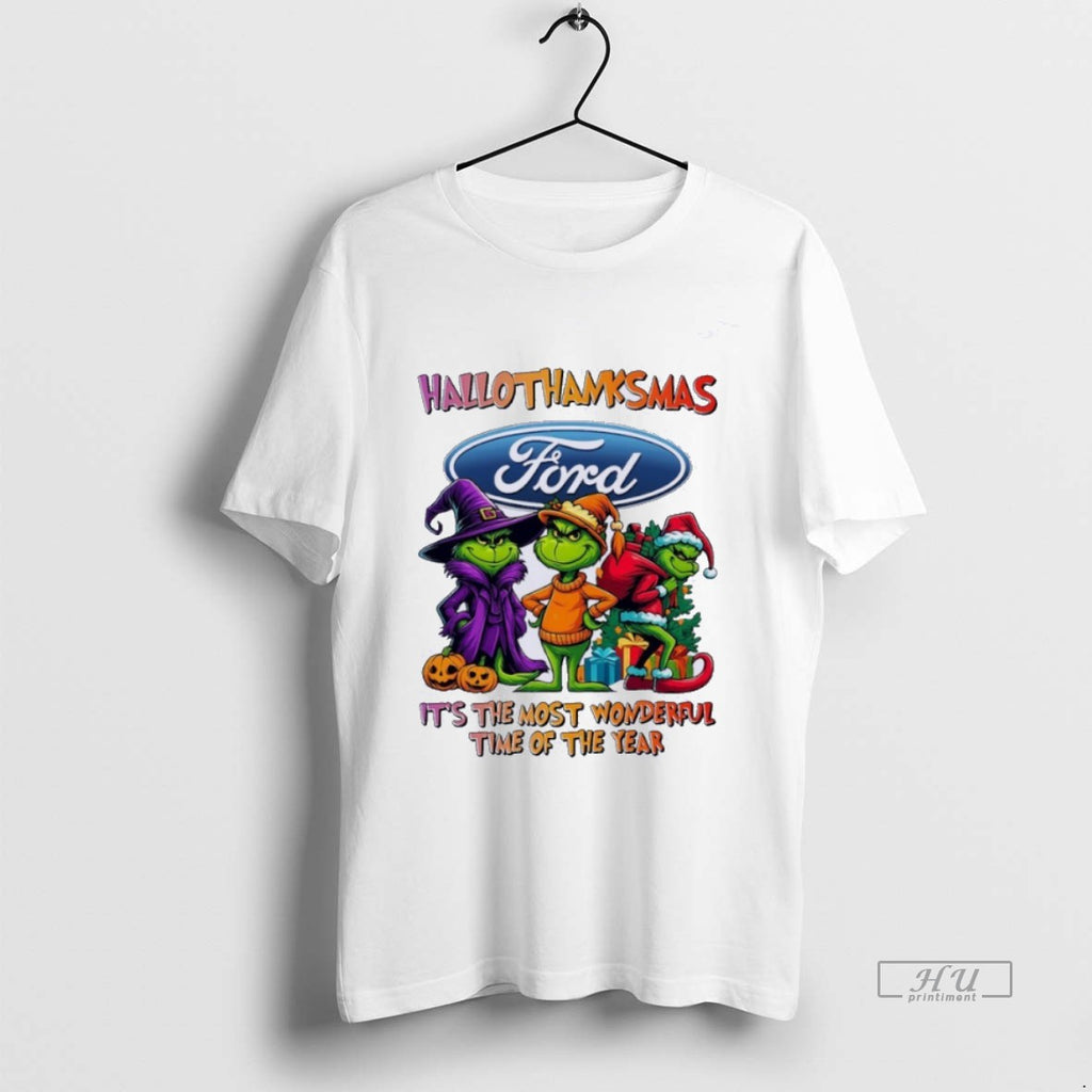 Trending Grinch X Ford Hallothanksmas Its The Most Wonderful Time Of The Year Shirt Sweater