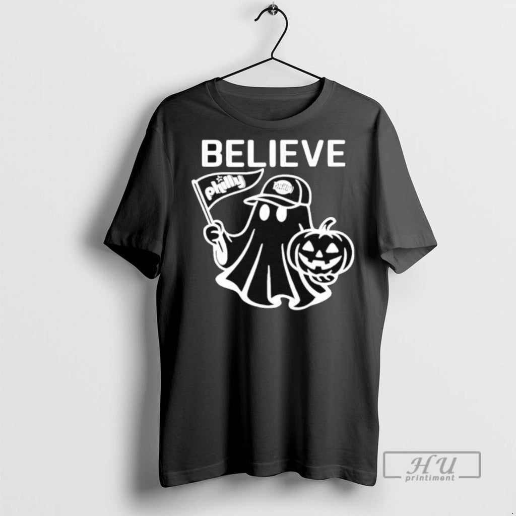 Trending Halloween Pumpkin Believe Philly Ghost T Shirt