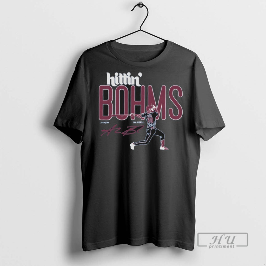 Trending Hittin Bohms Alec Bohm Philadelphia Phillies Mlb Slash Line Signature Graphic Tee Shirts