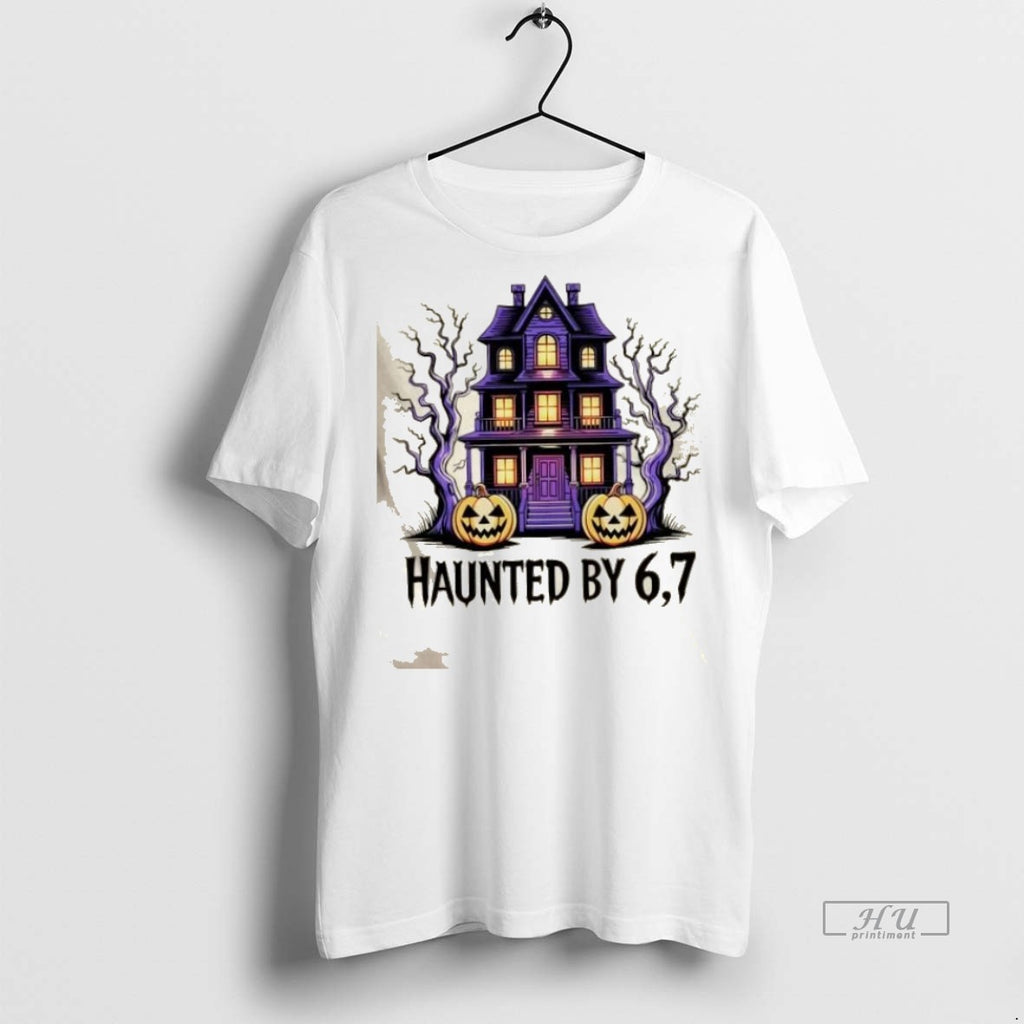 Trending House Haunted By 67 Halloween 6 7 Meme Spooky Graphic Tee Shirt Sweater
