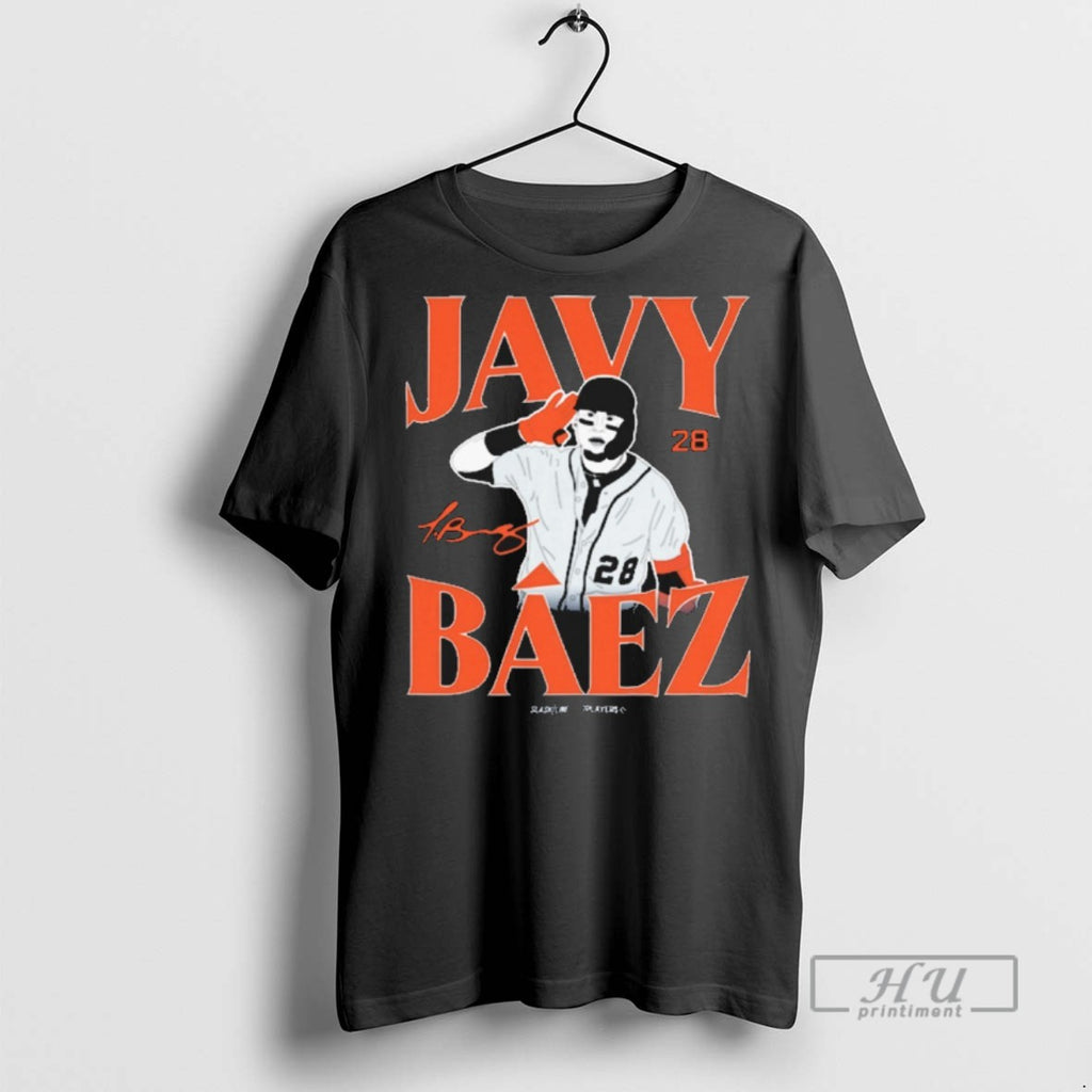 Trending Javy Baez Javier Baez Detroit Tigers Mlb Slash Line Signature Graphic Tee Shirts
