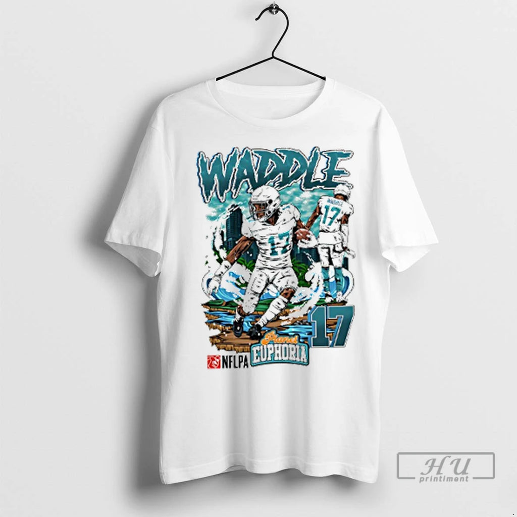Trending Jaylen Waddle 17 Miami Dolphins Player City Skyline Graphic T Shirts