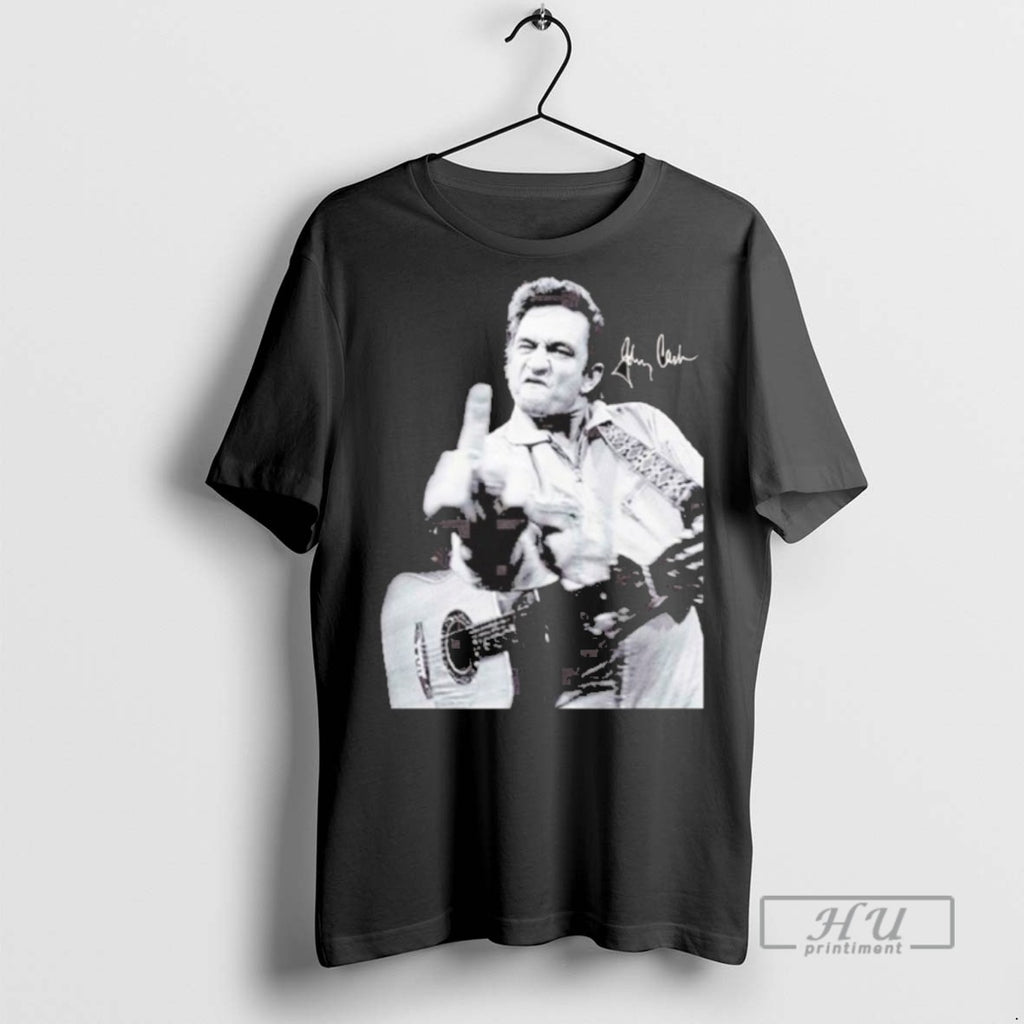 Trending Johnny Cash Middle Finger Signature T Shirt