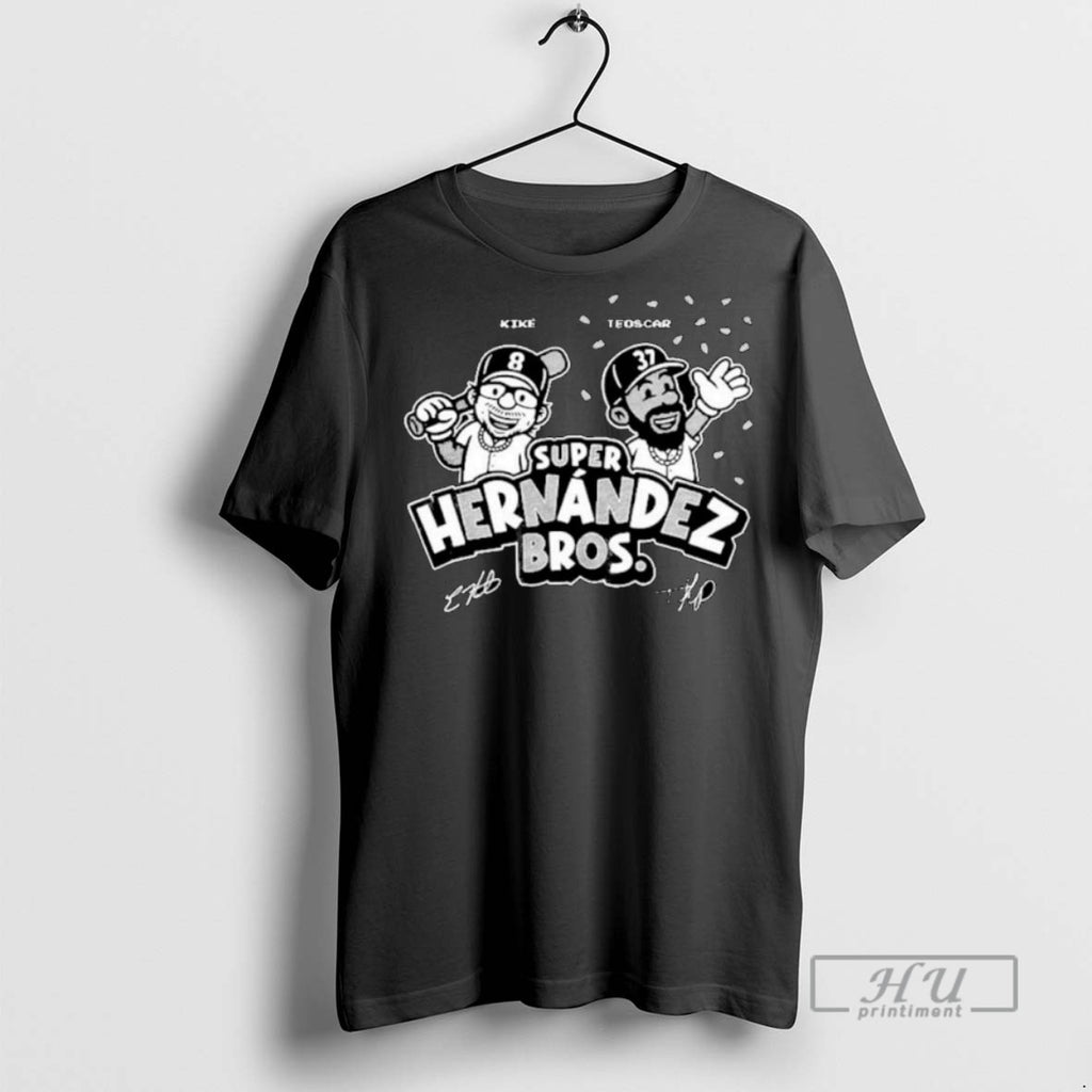 Trending Kike Hernandez And Teoscar Hernandez Super Hernandez Bros Signature Ornaments Graphic Tee Shirts