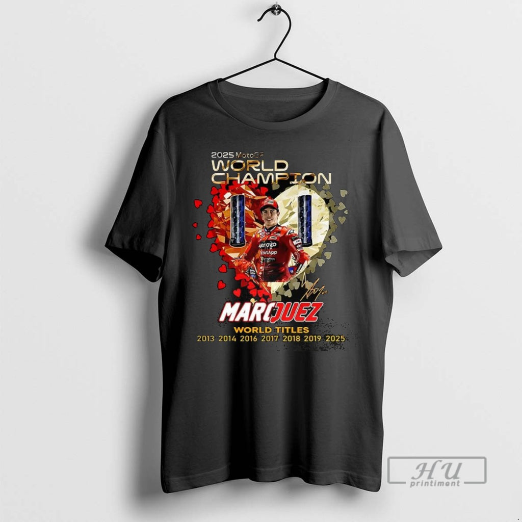 Trending Marc Marquez Ducati Lenovo Team Motogp 2025 World Champhions Signature Heart T Shirt