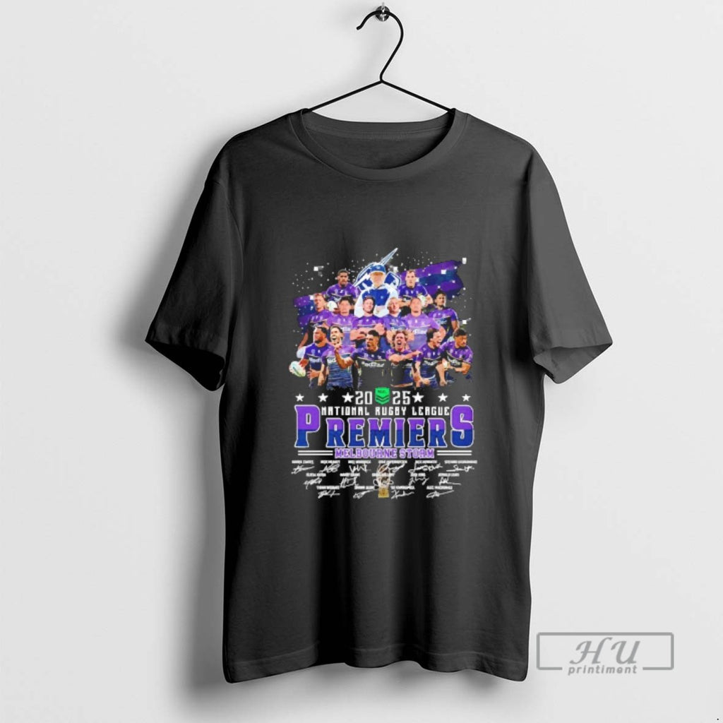 Trending Melbourne Storm 2025 National Rugby League Premiers Signatures Blackshirt T Shirts