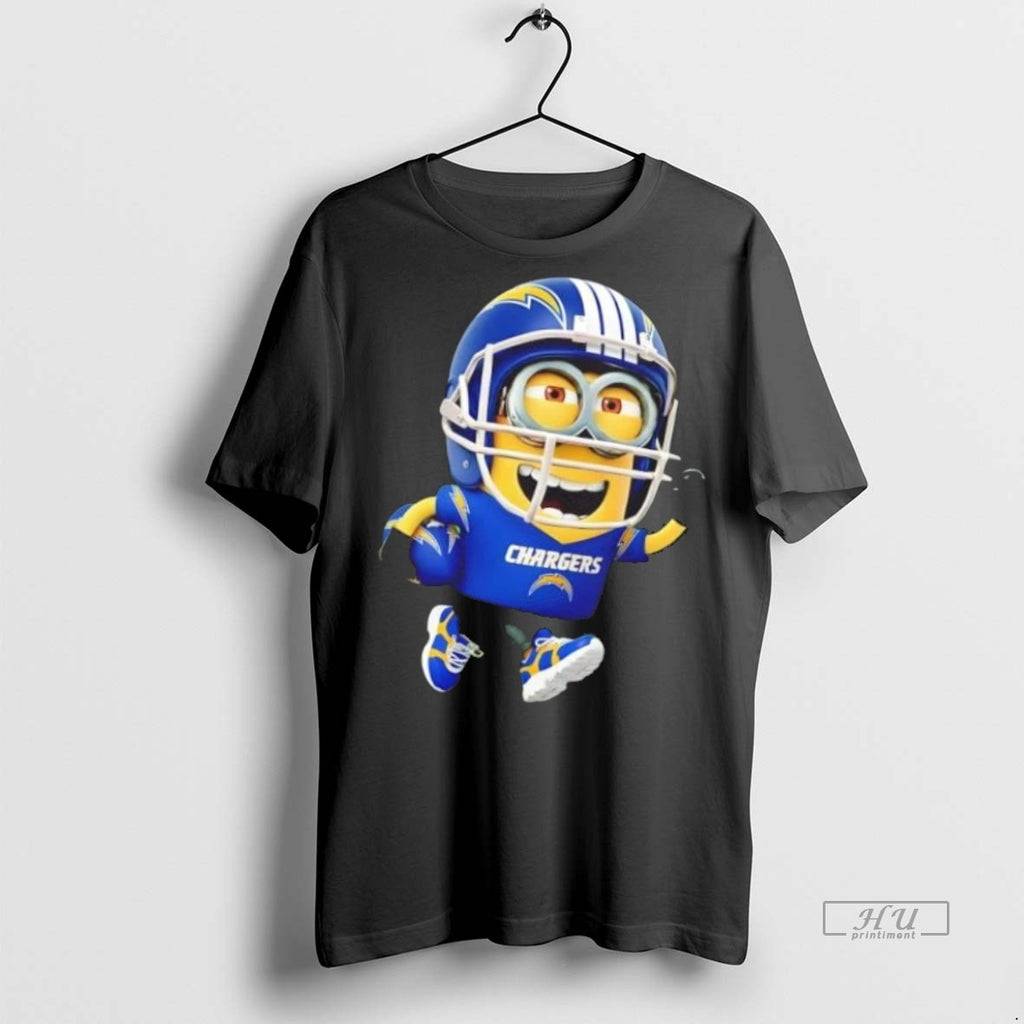Trending Minions Is Holding A Ball And Smiling At Los Angeles Chargers Fans Graphic Tee