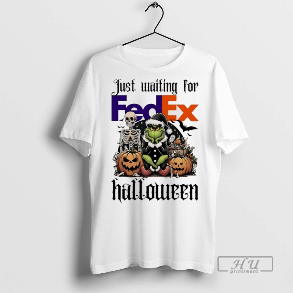 Trending Official Grinch Just Waiting For Fedex Pumpkin Halloween 2025 T Shirt