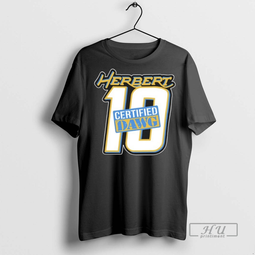 Trending Official Justin Herbert 10 Certified Dawg Los Angeles Chargers T Shirt