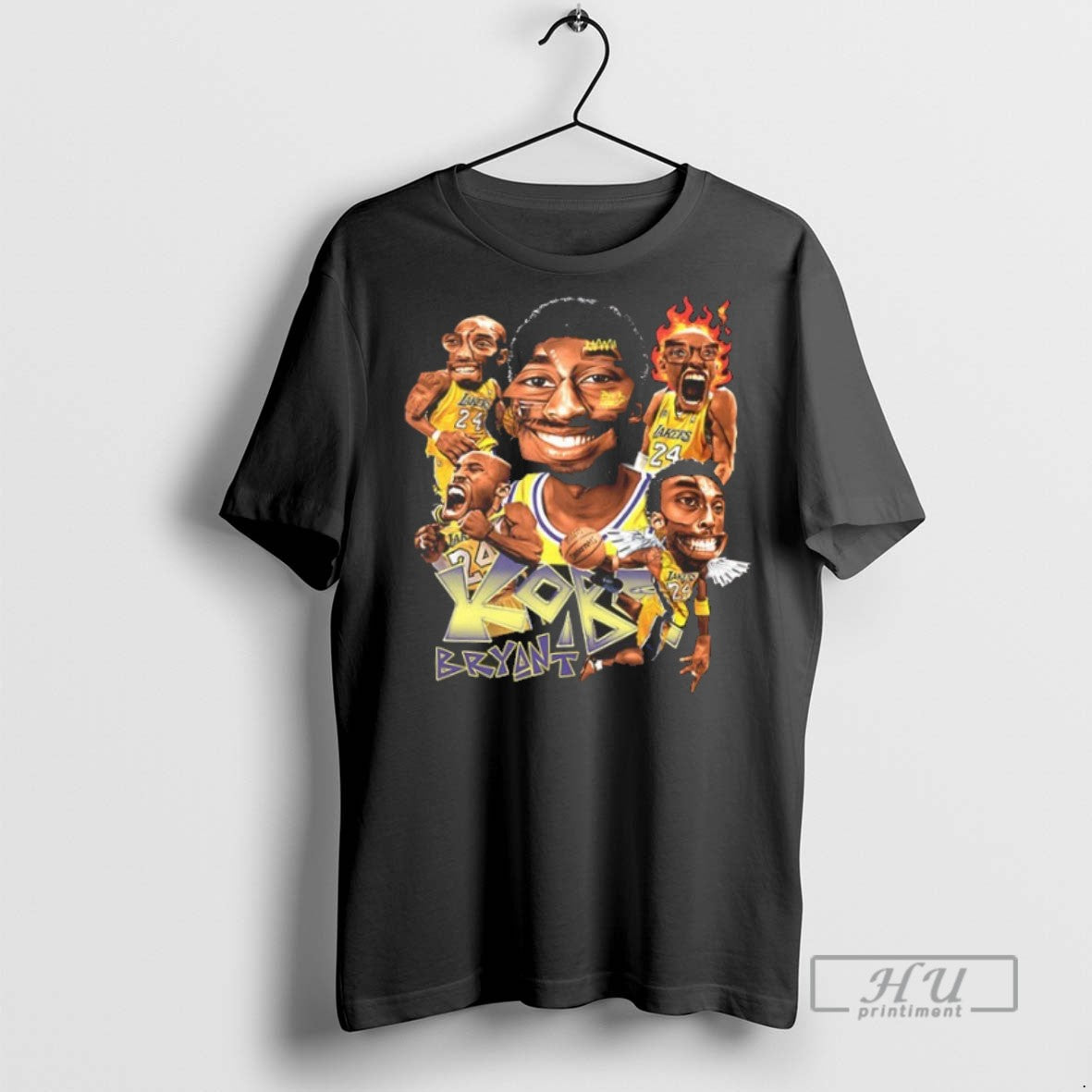 Trending Official Kobe Bryant Los Angeles Lakers Player Collage Caricature 2 Sided T Shirt