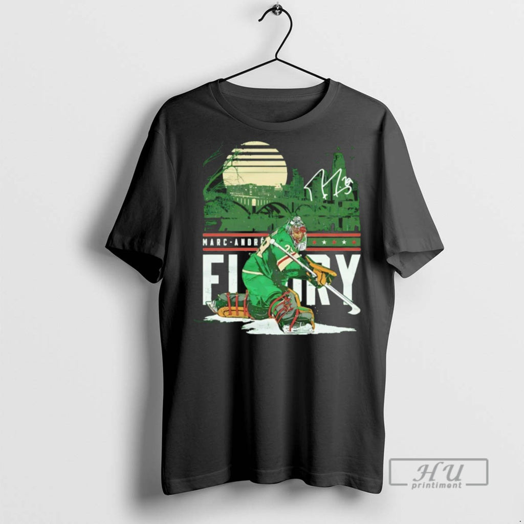 Trending Official Marc Andre Fleury Minnesota City Skyline Signature T Shirt