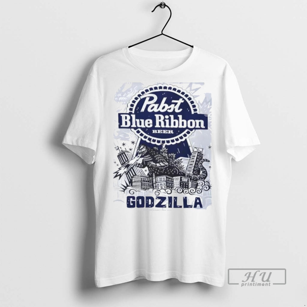Trending Official Pabst Blue Ribbon Beer Godzilla T Shirt